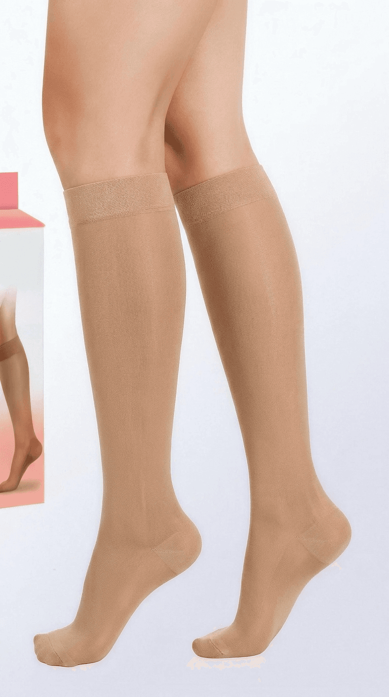 Media Varice Pantorrilla 1223 color beige, control de varices compresion media