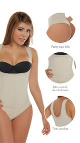 Detalle de tira ancha confortable y cubrimiento de espalda en faja Licsy Fit