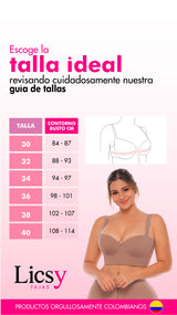 guia de tallas brasier alta compresion licsy fit