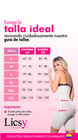 Guia tallas fajas colombiana Licsy Fit 